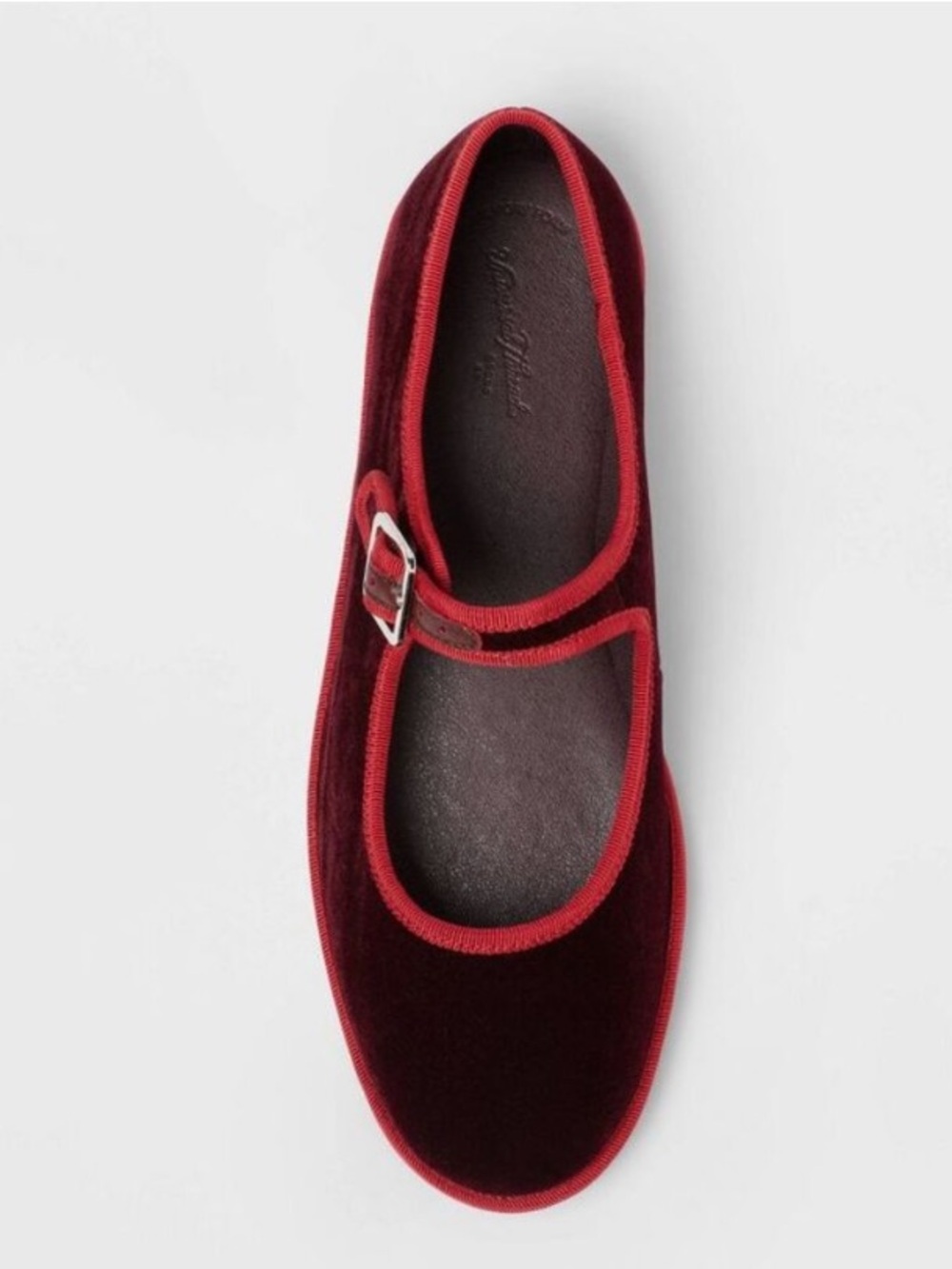 TARGET x Universal Thread Halston Velvet Maroon Mary Jane Ballet Flats [Size 6] - Picture 4 of 4